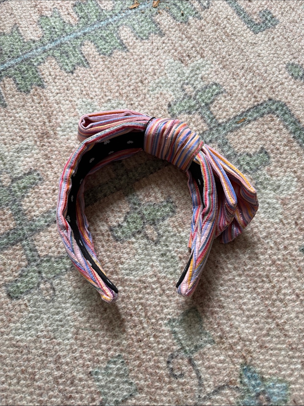 Lele Sadoughi Waxed Cotton Headband in Rosado Stripe | NWT